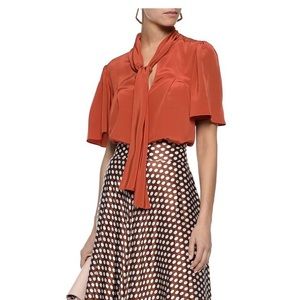 NWT Dianne Von Furtsenburg Washed Silk Blouse